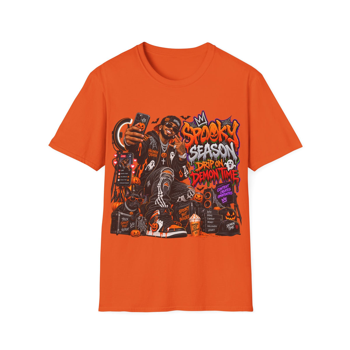 Spooky Season Drip on Demon Time Halloween Graphic T-Shirt | Urban Streetwear Tee