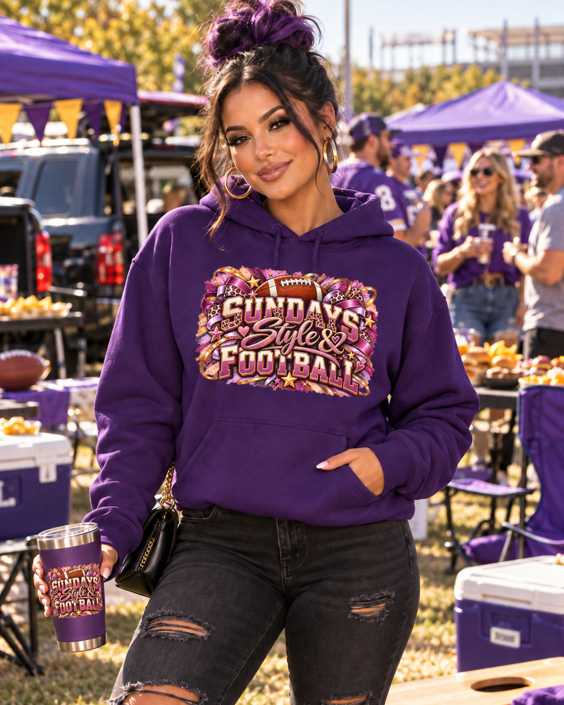 Sundays, Style & Football Purple Game Day Hoodie