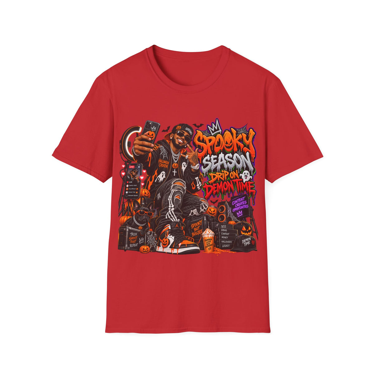Spooky Season Drip on Demon Time Halloween Graphic T-Shirt | Urban Streetwear Tee
